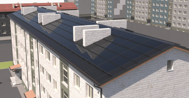 solar panels on an apartment building