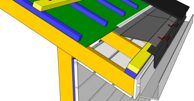 a render of solar roof drip flashing installation process