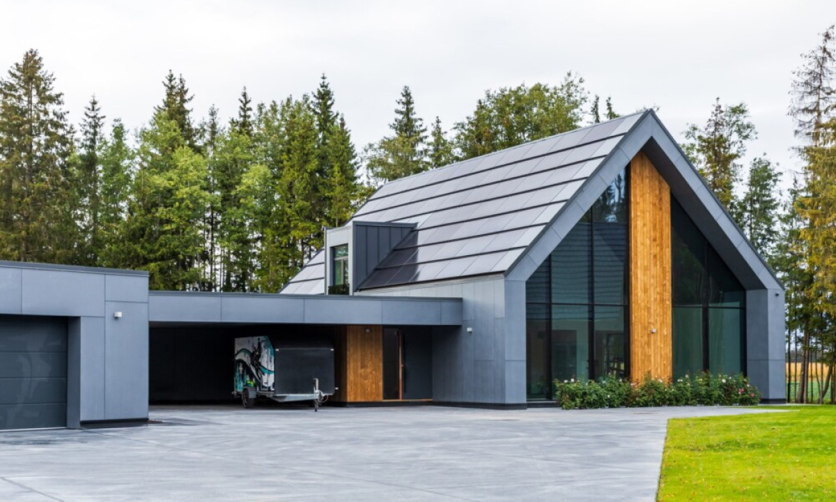 modern house with solar full roof