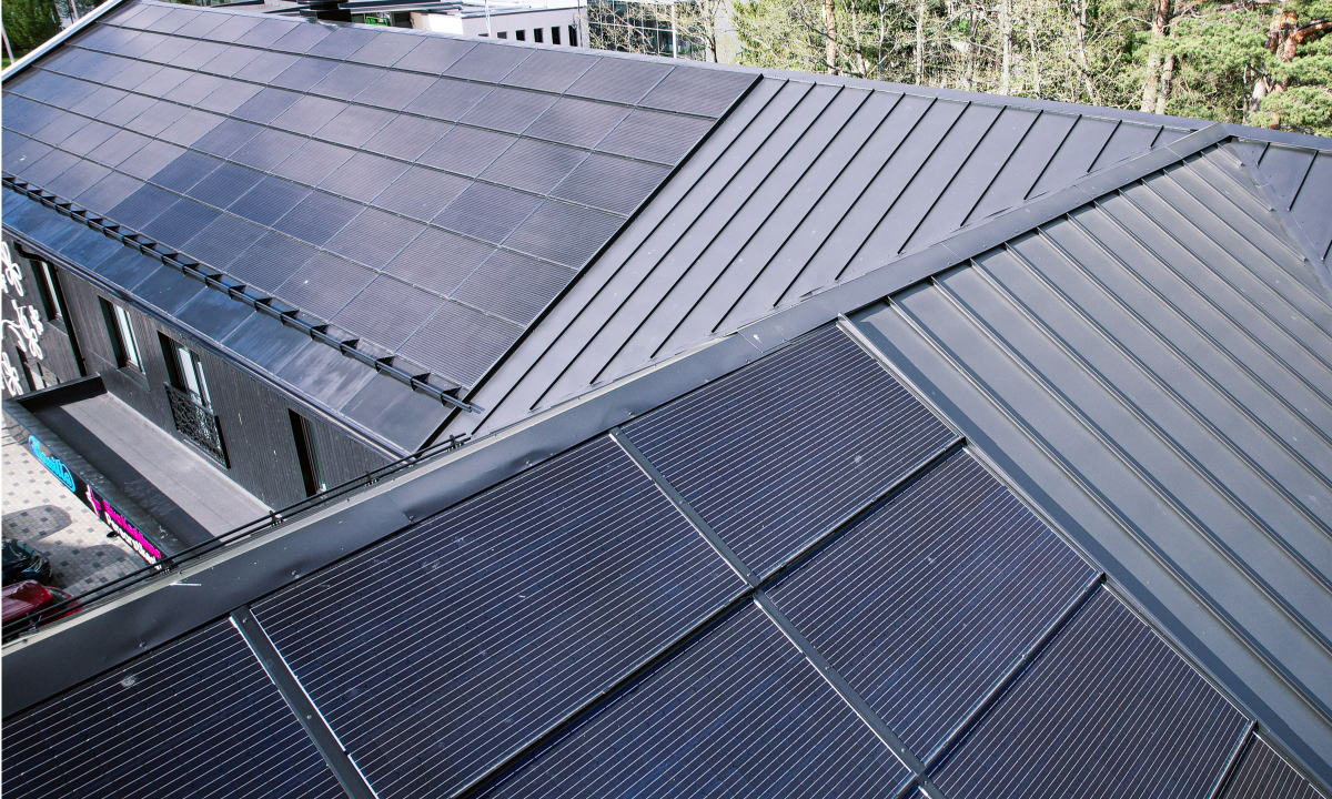 solarstone solar full roof solar panels on a roof