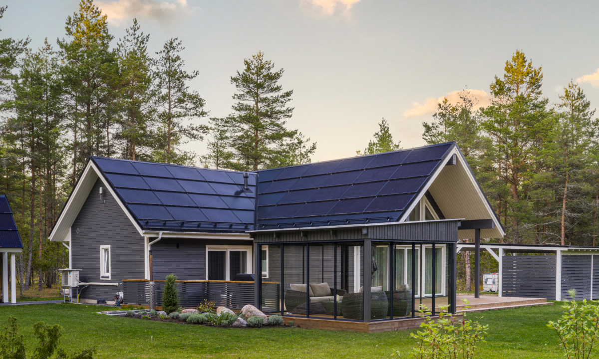 solarstone solar full roof solar panels in forest