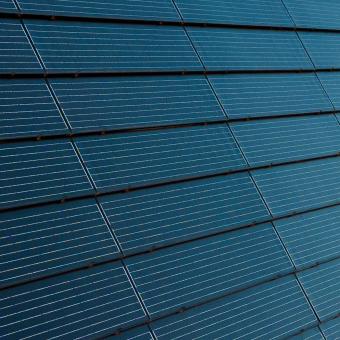 solar tiled roof closeup