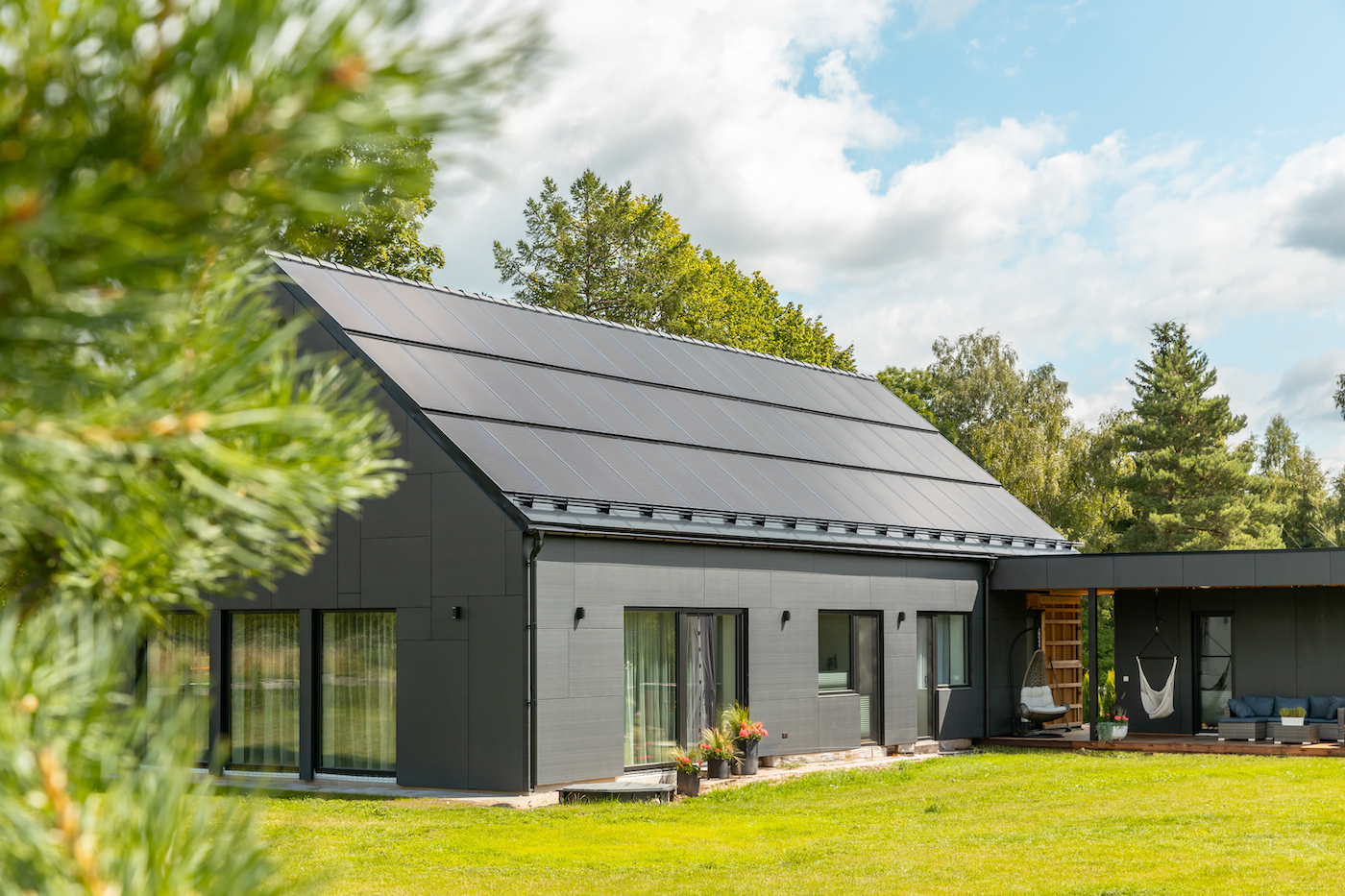 solarstone solar full roof on a modern house